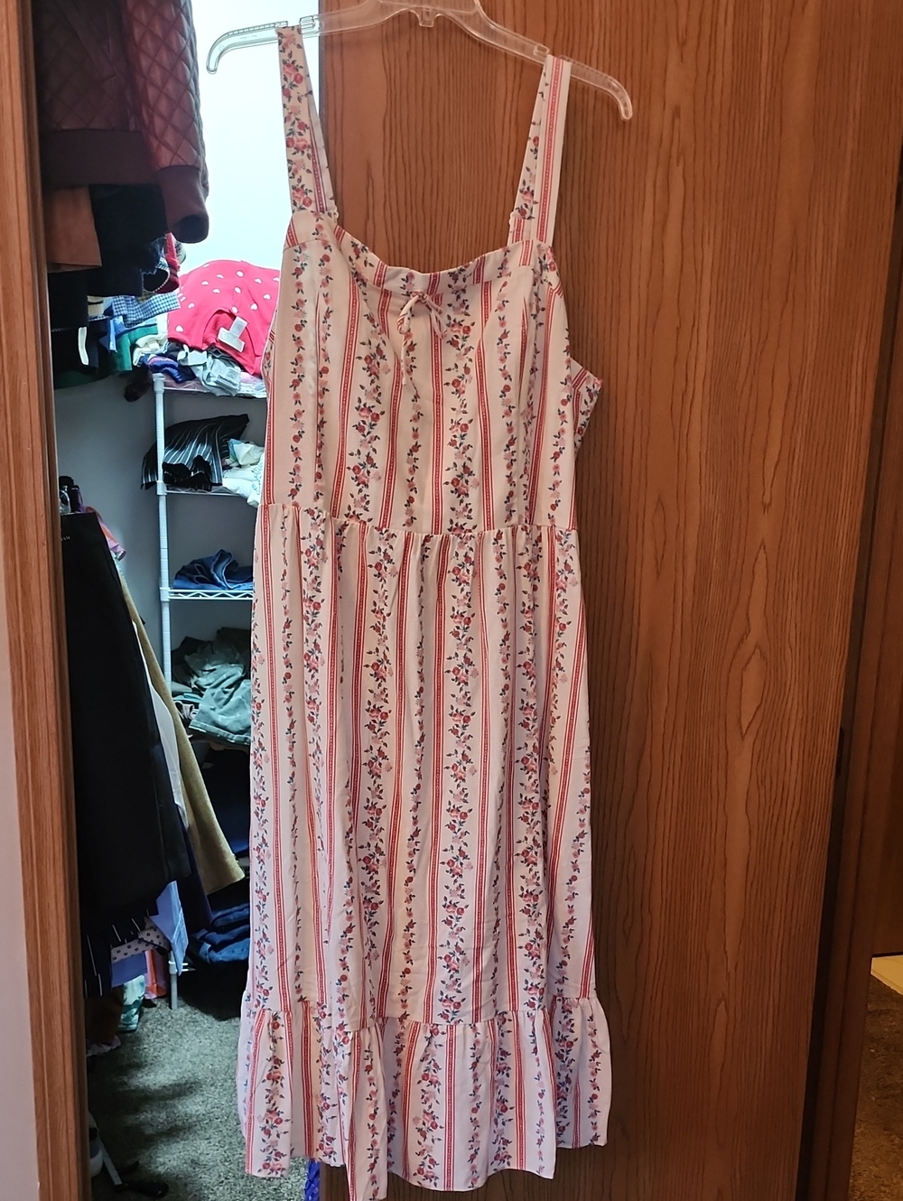 City Chic Pink and White Floral Stripe Midi Dress